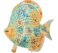 Statuetta portacandele di un pesce di ferro in blu e arancione 86x21x87 cm