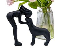 Statuetta Ragazza e Cane Decorazione Commemorativa E Di Condoglianze | Statuine Di Cane In Resina per Amanti degli Animali Casa Camera da Salotto Libreria