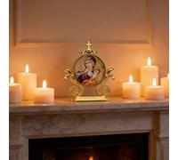 Statuetta religiosa vintage da scrivania, Madonna e Cristo Cristo Cristo, decorazione per cruscotto auto, in metallo dorato, decorazione per la casa e l'altare della Sacra Famiglia su entrambi i lati