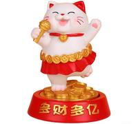 Statuetta rotante in resina a forma di gatto della fortuna per casa, ufficio, studio, decorazione interna del veicolo con motivi simbolici (D)