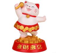 Statuetta rotante in resina a forma di gatto della fortuna, per casa, ufficio, studio, decorazione interna del veicolo, con motivi simbolici (C)
