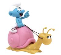 Statuetta salvadanaio Plastoy Les Puffis, Puffi su lumaca (80329)