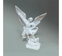 Statuetta San Michele Arcangelo Scultura Religiosa Piccola Finitura Bianca