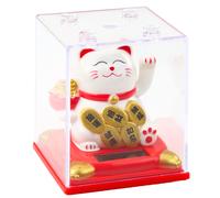 Statuetta solare bianca del gatto fortunato cinese nella vetrina