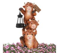 Statuetta solare da giardino con luce, lanterna in resina con figura, luce | Solare decorativo per giardino, giardino, prato, patio, veranda, paesaggio, terrazza