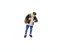 Statuetta Uomo che Guarda l'orologio Resina Statuina Miniatura Realistico