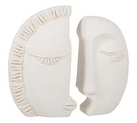Statuetta volti da affiancare in cemento beige alt. 19 cm