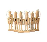 statuette 6 pezzi decorazioni natalizie non dipinte | Set di statuette schiaccianoci incompiute per bambini e adulti, con mensola, armadio, davanzale, ingresso, soggiorno