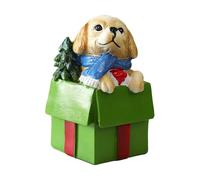 Statuette a forma di cane, decorazione da tavola di piccoli animali, ornamento natalizio in resina, ritenzione dei colori vivaci, supporto base stabile, statua da collezione, accento stagionale per