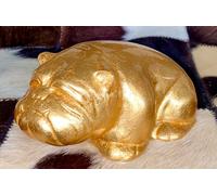 Statuette Cane Bulldog Capodimonte Statuina Ceramica Cucciolo Oro Statuetta