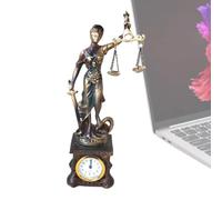 Statuette Della Giustizia, Figurina da Tavolo in Resina con Orologio Integrato, Miniatura Artistica da Scrivania, Per Collezionisti Casa Ufficio Camera Soggiorno Libreria Bar Vetrina Ingresso Cantinet