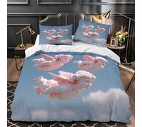 Statuette di angeli Set Di Copripiumino Set di 3 Pezzi microfibra morbida stampa di 3D incluso federe cerniera nascosta classico design alato copripiumino for ragazze e adulti Single（140x200cm）