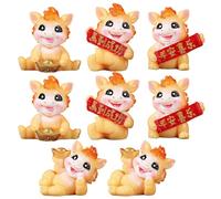 Statuette di cavalli, 8 pezzi Mini figurine di cavalli Resina Feng Shui Piccole statue Figure Sculture di animali dello zodiaco cinese Fortunato, ricchezza e successo per l'arredamento del nuovo anno