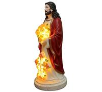 Statuette di Gesù, con luci a LED in resina, decorazione per esterni, statue di Gesù, piccole statuette, per cortile, prato, patio, portico, sentiero, casa, camera da letto, soggiorno, feste, vacanze