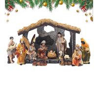 Statuette di Natività in Miniatura - Natività con Gesù Bambino, Scena di Natale fatta a mano | Presepe religioso decorazione per la casa cristiana, camera da letto, soggiorno, ufficio, scuola