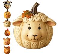 Statuette Di Zucca A Forma Di Animali Da Fattoria, Simpatiche E Divertenti Resina Di Mucca, Anatra, Pecora, Maiale,Pollo E Cavallo, Decorazioni Autunnali, Decorazioni For La Scrivania Di Casa(Sheep)