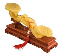 Statuette in cristallo Feng Shui in pietra naturale Ruyi con giada gialla | Scultura di pietre preziose Ruyi per decorazioni per la casa, regalo di buona fortuna, ornamenti artistici da collezione
