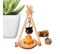 Statuette In Miniatura Per Falò - Set Di Modelli In 1:12, Per Il Giardino Delle Fate, Mini Pentola Da Appendere Al Falò, Minuscolo Arredamento Da Esterno Realistico | Set In Miniatura