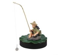 Statuette realistiche di statue di pescatori per decorazione acquario e paesaggio, ornamenti da giardino, colori misti, materiale PVC, set da 2 pezzi (Jiang Taigong)