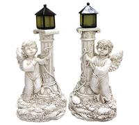 Statuette|Statua di Angelo Solare, 2 Pezzi Statue da Giardino Sinistra＆Destra, Statuette in Resina 7, 7 Alte, Statue da Esterno Impermeabili per l'Inaugurazione della Casa nel Patio, Prato e Cortile