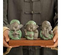 Statuette Statuetta Da Tavolo In Ceramica Fu Lu Shou, 3 Pezzi - Mini Statua Da Tavolo In Ceramica Raffigurante Le Tre Divinità, Divertenti Ornamenti Per La Casa, Scultura Feng Shui Fuk Fatta A Mano