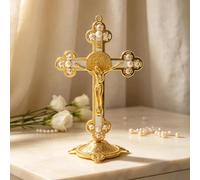 Statuina a forma di croce di Gesù che porta la statua della croce per la casa e l'ufficio, statua religiosa occidentale, regali cattolici, scultura e statuetta di Gesù da scrivania