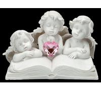 Statuina Angelo - Putti Con Libro E Cuore - Nozze Decorazione Tavola Della Mamma