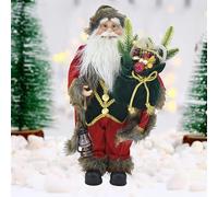 Statuina Babbo Natale Addobbo Statuetta 40cm Vestiti in Tessuto e Sacco Natalizi