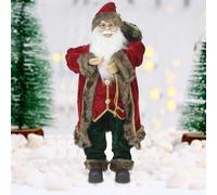 Statuina Babbo Natale Addobbo Statuetta 60cm Vestiti in Tessuto Decoro Natalizio