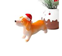 Statuina Canina - Decorazione Natalizia per Tavolo con Cappello - Simpatico Cane Collezionabile per Interni Esterni Natale Mensola Giardino Soggiorno Camera
