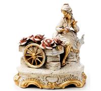 Statuina Capodimonte Donna Ragazza Statuetta Roccocò Soprammobile Fiori Oro in