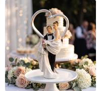 Statuina Degli Sposi con Cuore Decorativa Coppia Spalla a Spalla Dettagliata