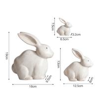 Statuina famiglia coniglio in legno vintage per arredamento casa e mensola soggi