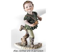 Statuina in porcellana Capodimonte Figurina di Peter Pan con flauto statuetta da