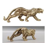 Statuina leopardo da tavolo in ottone stile vintage decorazione simbolo di buona