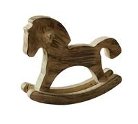 Statuina miniatura cavallo a dondolo in legno finitura dipinta a mano compatta d