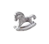 Statuina miniatura cavallo a dondolo in legno finitura dipinta a mano compatta d