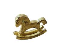 Statuina miniatura cavallo a dondolo in legno finitura dipinta a mano compatta d