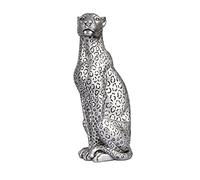 Statuina moderna in poliresina ghepardo decorativo per la casa realistico antico classico leopardo resina animale ornamento statue soggiorno Decor ornamento figure (argentato, piccolo)
