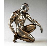 Statuina nudo maschile Scultura Uomo inginocchiato ragazzo Body Talk Veronese