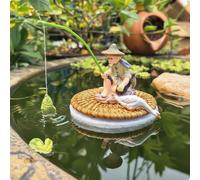 Statuina Pescatore Galleggiante Fatto a Mano per Laghetto