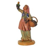 Statuina presepe Pastorella con uva (278) cm.12 tipo legno Fontanini