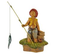 Statuina presepe PESCATORE DI FIUME 12cm Tipo Legno Fontanini