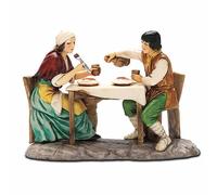 Statuina Presepe Uomo con Donna al Tavolo 10 cm Moranduzzo