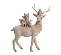 Statuina Resina Cervo E Animali Del Bosco 35 Beige Glitter