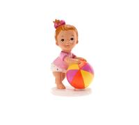 Statuina Topper per Torta in Resina Bimba con Palla per Battesimo Nascita