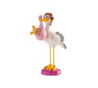 Statuina Topper per Torta in Resina Cicogna con Fagottino Bimba per Battesimo Na