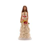 Statuina Topper per Torta Matrimonio "Sposa con Margherite Colorate" in Resina