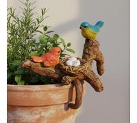 Statuina Uccellini su Ramo da Appendere Colori Vivaci per Balcone, Giardino
