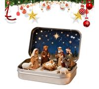 Statuine Del Presepe - Presepe Tascabile In Resina Con | Mini Decorazioni Natalizie Per Tavolo, Armadietto, Scrivania E Comodino | Decorazioni Per La Casa Religiose Per Soggiorno, Ufficio, Cam